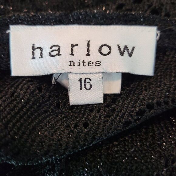 Vtg Black Lace Cardigan Sweater Button Front Sz 16 Formal Metallic Fleck Womens - Picture 3 of 10